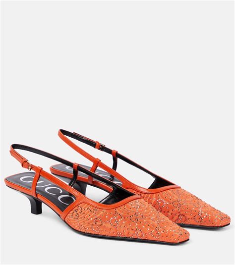 orange suede gucci shoes|gucci slingbacks heels.